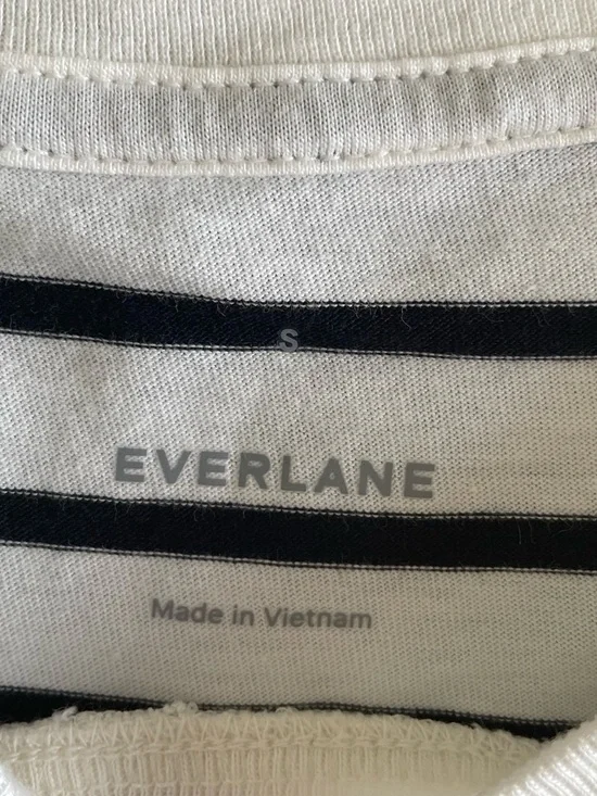 Everlane THE BOX-CUT TEE IN ESSENTIAL COTTON Bone & Black Stripe - Picture 11 of 14